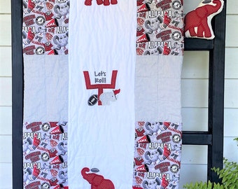 Alabama Baby Quilt, Crimson Tide Quilt, Red, Gray, Bama, Elephant, Handmade Baby Quilt, Modern Baby Quilt, Nursery Bedding, Baby Shower Gift