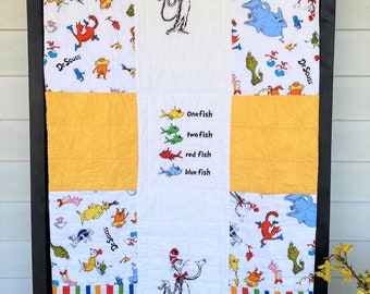 Dr Seuss Quilt, Primary Colors Quilt, Gender Neutral Quilt,  Handmade Baby Quilt, Baby Blanket, Modern Baby Quilt, Nursery, Baby Shower