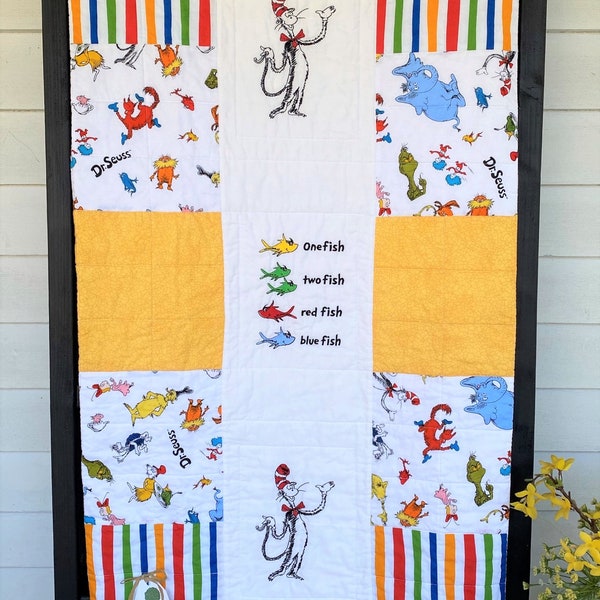 Dr Seuss Quilt, Primary Colors Quilt, Gender Neutral Quilt,  Handmade Baby Quilt, Baby Blanket, Modern Baby Quilt, Nursery, Baby Shower