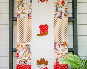 Cowboy/Cowgirl Baby Quilt, Red and Tan, Gender Neutral Quilt, Handmade Baby Quilt, Baby Blanket, Modern Baby Quilt, Nursery Bedding