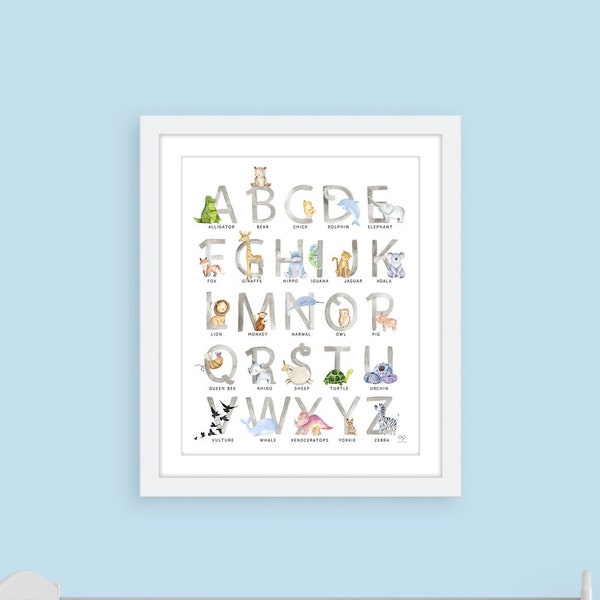 Alphabet Nursery Framed Poster Etsy