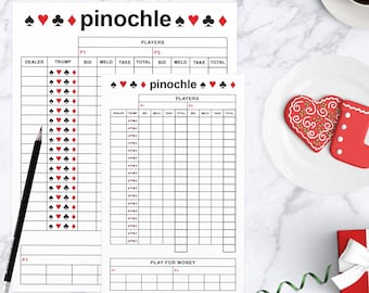 Personalized Pinochle Score Pad | Custom Name Gift for Pinochle Players | Card Game Scorekeeper | Large or Small