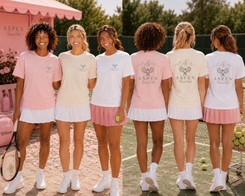 Mountain Range Graphic Tee | Aspen Tennis Club Tennis Shirt | Comfort Colors Scenic Tee | Gift for Tennis Lover image 2