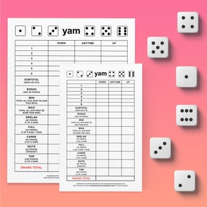 Yams Scoring Pad - Groß oder Klein - Personalisierte Name (n)