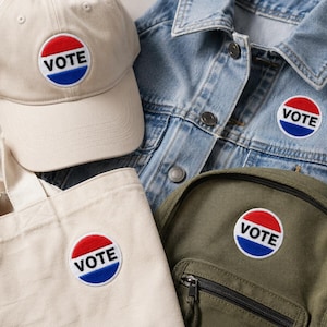 Vote Embroidered Sew-On Patch | Civic Engagement Sew-On Badge | Political Activism Applique | US Election Gift | Democracy Pin