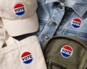Vote Embroidered Sew-On Patch | Civic Engagement Sew-On Badge | Political Activism Applique | US Election Gift | Democracy Pin
