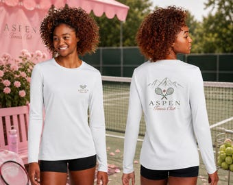 Mountain Tennis Long Sleeve Shirt | Aspen Tennis Club Graphic Tee | Layering Top for Court and Travel | Tennis Gift