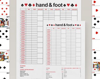 Personalized Hand & Foot Score Pad | Custom Name Gift for Card Game Players | Hand and Foot Canasta Scorekeeper | Large or Small