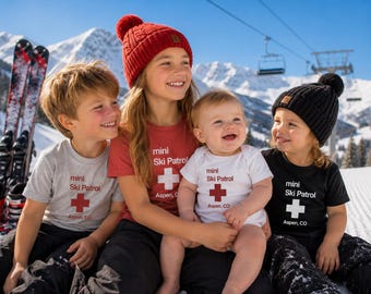 Aspen Colorado Ski Patrol Kids Tee, Vintage, Cotton, NB, Youth & Toddler Mountain Vacation Tee | Colorado Souvenir Gift for Kids