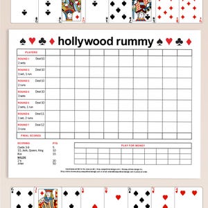 Hollywood Rummy Scoring Pad - Groß - Personalisierter Name (n)