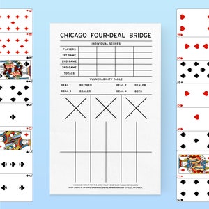 Chicago Four-Deal Bridge Bewertungsblock - Personalisierte Name (n)