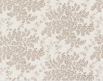 Gray and white floral fabric pine valley Leaves  by Basic Grey for Moda, 30746 17 cut to order  by the yard
