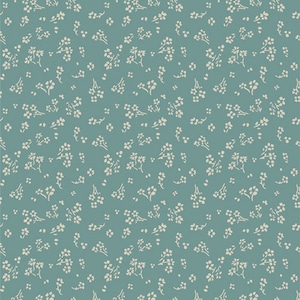 Sprinkled Florets floral fabric on a blue background from Gloria by Maureen Cracknell cotton quilting and sewing fabric GLR-44301
