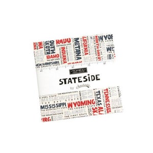 Stateside fabric Charm pack precut 5 inch squares for quilting and sewing, red white and blue, states and flags 55610PP