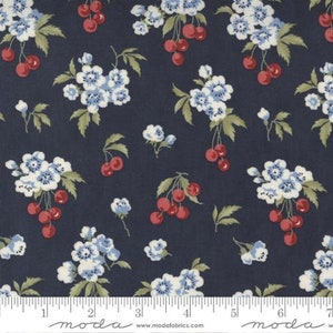 Cherry Blossoms in Navy from Isabella Designed by Minick and Simpson for Moda cotton quilting fabric cut to order by the yard 14941 16