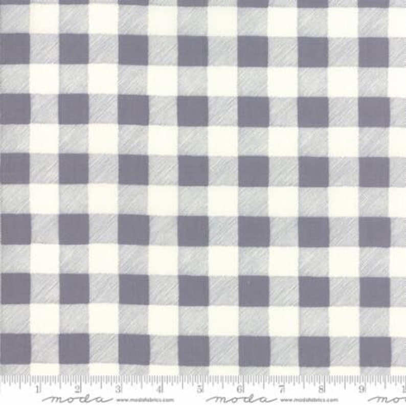 Grey and White Buffalo Check plaid Hearthside Holiday Christmas fabric by the yard Deb Strain 19836 11 Slate Grey
