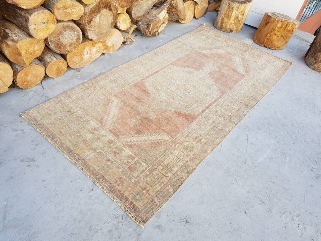 Nursery Rug Boho, 3'1'x6'3' Designer Rug Living Room, Oushak Rug, Hand Knotted Rug Vintage, Rugs