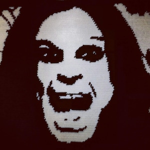 Ozzy Osbourne | virkmönster | stickning | väggkonst | filt | kudde