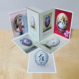 5 De 8 TARJETAS DE ARTE Huevos de Pascua - por ARTISTA, Juego de tarjetas de regalo grabables - www.MILA-Kunst.de - Faberge Art, Huevo de Pascua, Pascua