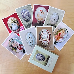 8 huevos de Pascua tarjetas de arte por artista, juego de tarjetas de regalo grabables - www.MILA-Kunst.de arte faberge, huevo de Pascua, regalos de Pascua, Pascua