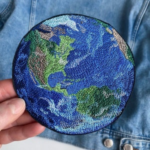 Erde Aufbügler Weltall Weltall Patch Planet gestickt auf gestickter Applikation grün Peace Abzeichen