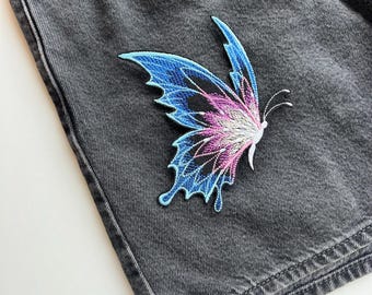 Embroidered moth butterfly patch, Luna moth iron on badge for jacket, backpack, hat