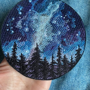 Nature patch, Galaxy patch, Starry night sky iron on patch, Tree patch, Night in the woods patch, Space planets badge, milky way badge