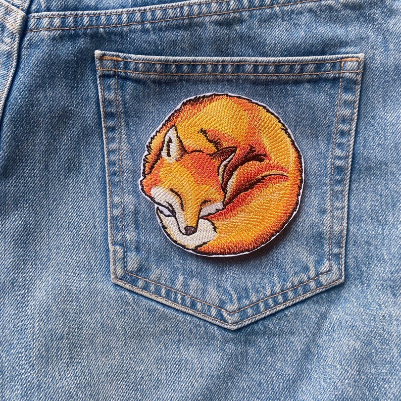 Cute fox iron on patch, Woodland sustainable clothing decor image 7