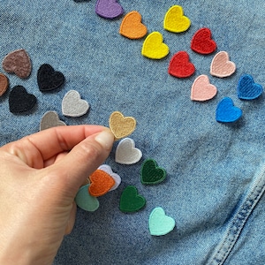 Tiny heart fusible patch, Multicolor heart applique, I love you patch, Cute small patch, Iron on patches micro imagem 7