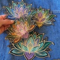 Lotus mandala flower patch, Art applique, Clothing embellishment, patch iron on geometric product logo