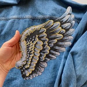Toppa con ali ricamate, decorazioni termoadesive per vestiti, applique per jeans, gilet, zaino