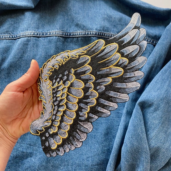 Écusson brodé ailes, décoration à repasser, applique pour jeans, gilet, sac à dos