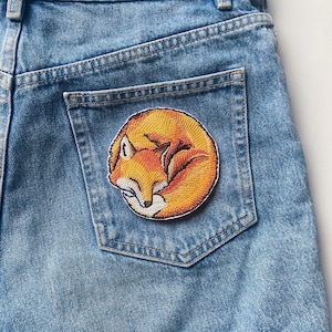 Cute fox iron on patch, Woodland sustainable clothing decor image 2