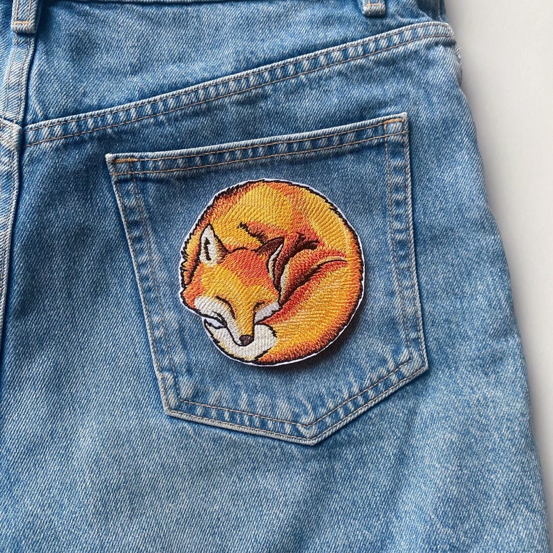 Cute fox iron on patch, Woodland sustainable clothing decor image 2