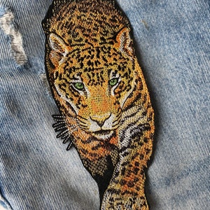 Großer Tiger Aufnäher. Dschungeltier Patch zum Aufnähen. Patch für Jacke zum annähen