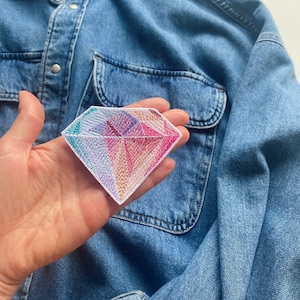 Diamond patch DIY sewing supply, Patching emblem, Gemstone badge for jeans, Diamond iron on applique, Knee elbow patches