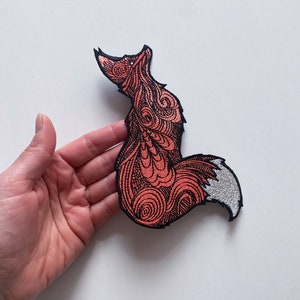 Fuchs Aufnäher: Patch zum Aufbügeln, Tattoo Style Design