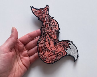 Fox Patch: Iron On Applique, Tattoo Style Design