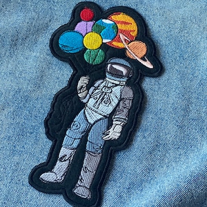 Toppa spaziale da cucire con astronauta, grande toppa posteriore da stirare, distintivo da astronauta, toppa con pianeti del sistema solare per zaino