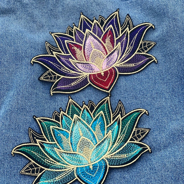 Lotus mandala flower patch, Art applique, Clothing embellishment, patch iron on geometric