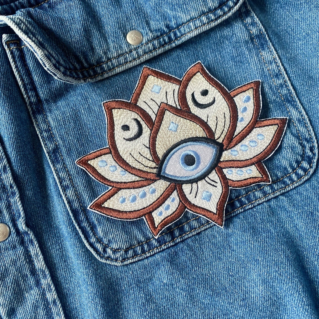 Evil Eye Lotus Flower Patch Art Applique Clothing Etsy