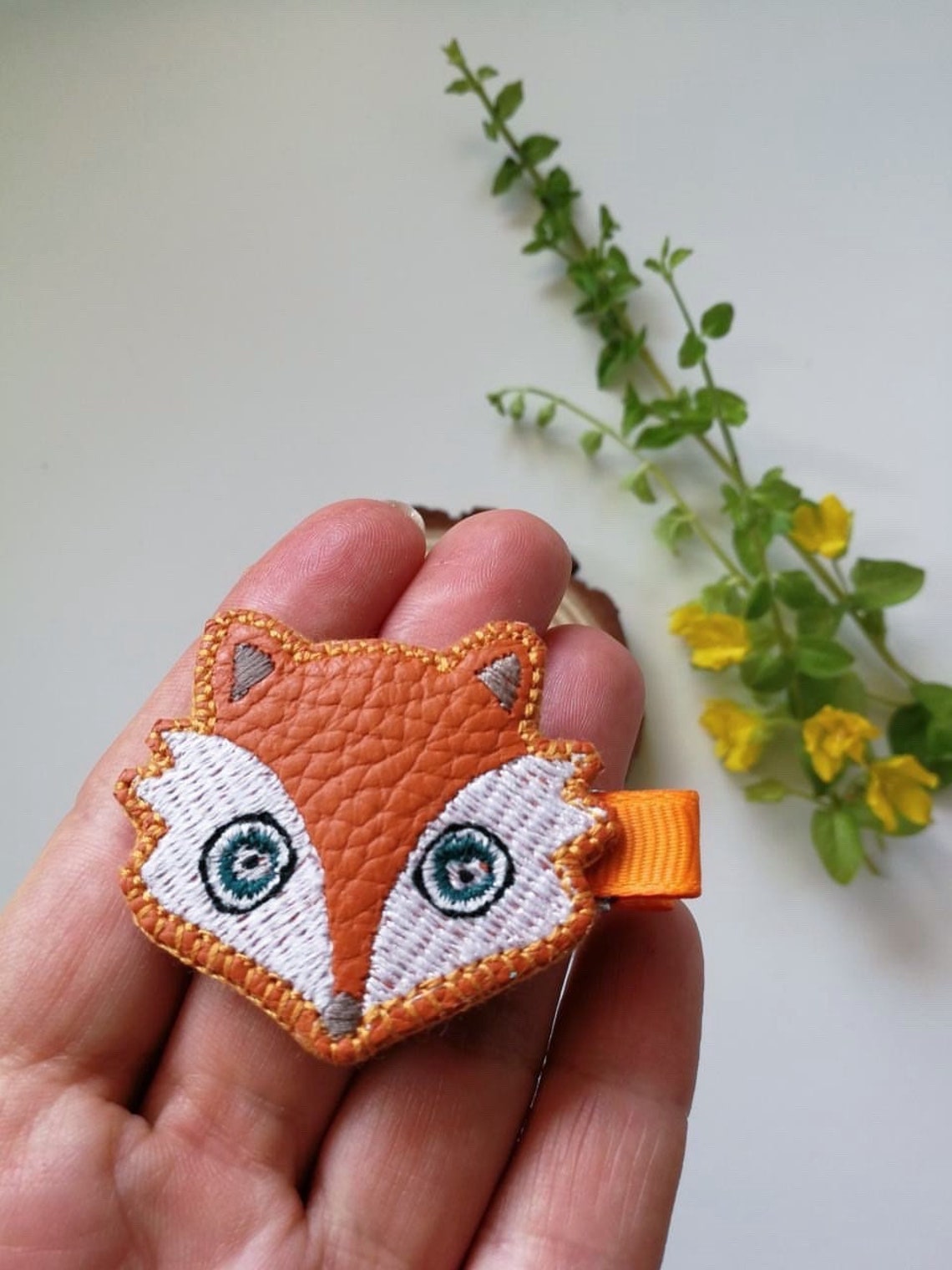 Fox hair clip Woodland hair clip Leather accessories Girl Etsy