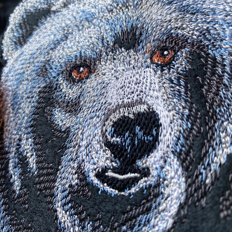 Black bear embroidered iron on patch, Grizzly back badge for jackets, vests, bags image 6