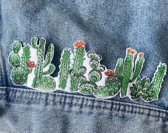Embroidered Cactus Iron On Patch: Southwest Desert Applique