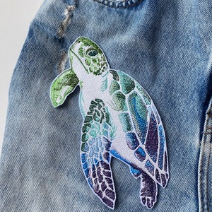 Sea turtle fusible patch, Tortoise iron on applique, Sea, ocean creature embroidered patch, Sea life patches, Sea turtle decal