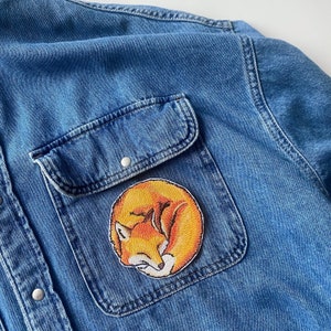 Cute fox iron on patch, Woodland sustainable clothing decor image 6