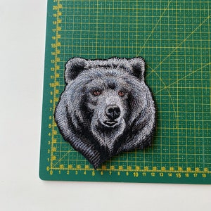 Black bear embroidered iron on patch, Grizzly back badge for jackets, vests, bags image 8