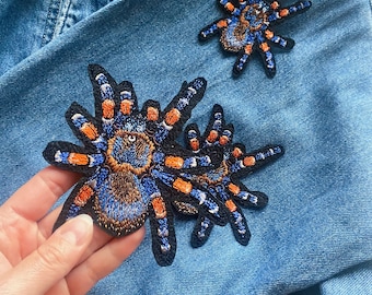 Embroidered Tarantula Spider Iron-On Patch: Brazilian Red Knee Applique