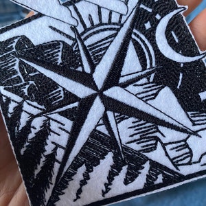 Compass Day Night Iron on Patch: Explorer Hiking Badge - Etsy