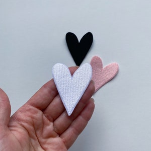 Cute heart iron on patch, Multicolor heart badge, I love you applique